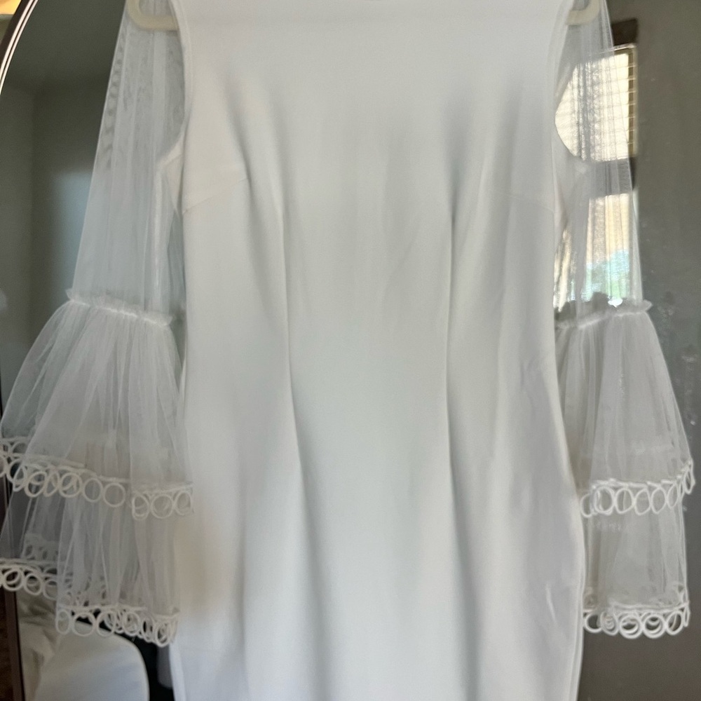 Bridal White Dress with Sheer Puffy Sleeves